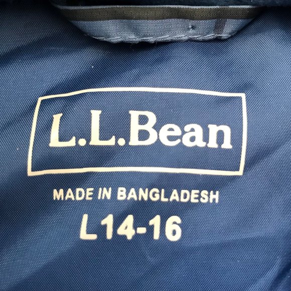 LL Bean Down Insulated Blue Plaid Puffer Vest Youth Kids LG 14-16 Jacket - Picture 5 of 7